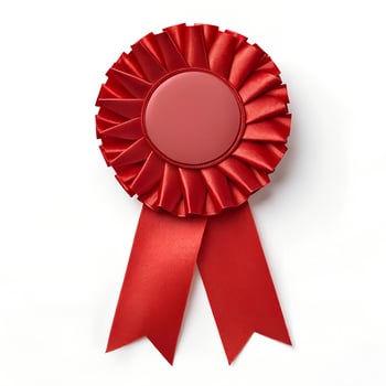 Red Award Rosette on White Background photo