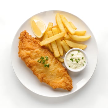 Fish and Chips on White Background photo