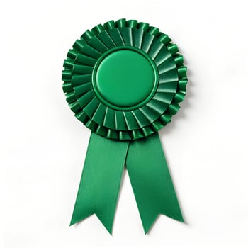 Green Award Rosette on White Background photo