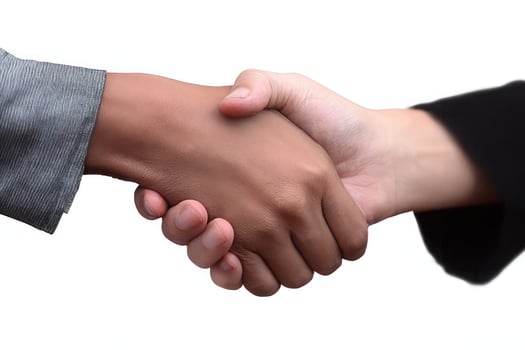Diverse Hands Clasped in a Strong Partnership Handshake Teamwork Concept photo
