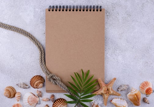 Summer nautical marine background with shell photo