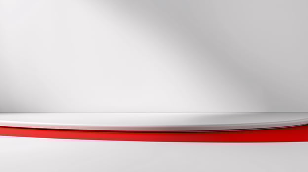 A white and red table with a red stripe photo