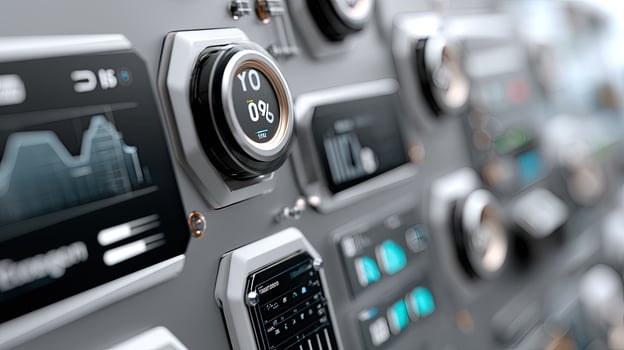 A close up of a control panel with various buttons photo