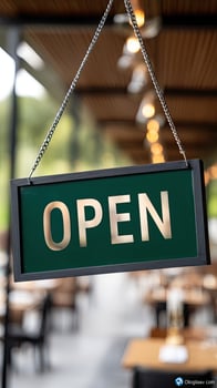Open sign hanging from a restaurant photo