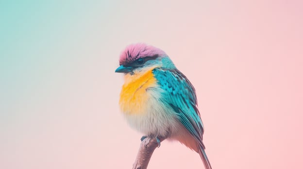 Colorful bird perched against a soft background photo