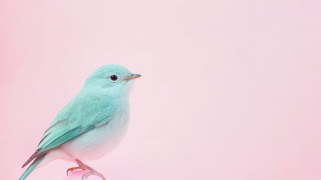 Colorful bird on soft pink backdrop photo