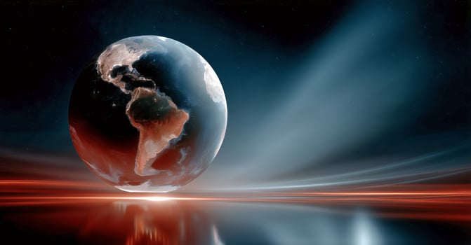 Planet Earth Glowing in a Cosmic Space Background With Vibrant Colors During a Nighttime View photo