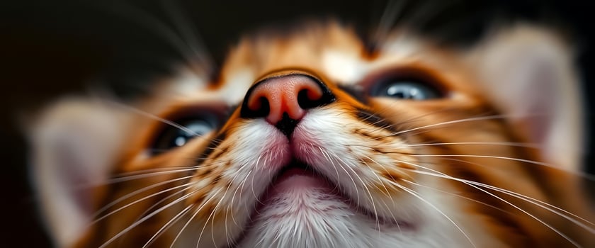 close up of a cat's face looking up photo