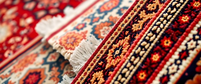 bunch of rugs that are laying on the ground photo