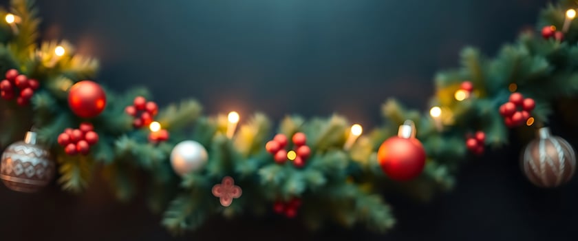 close up of a christmas wreath with ornaments photo