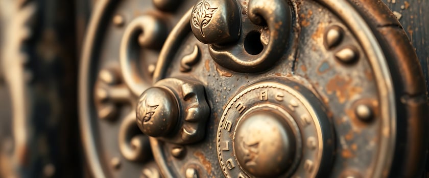 close up of a metal door with rivets photo