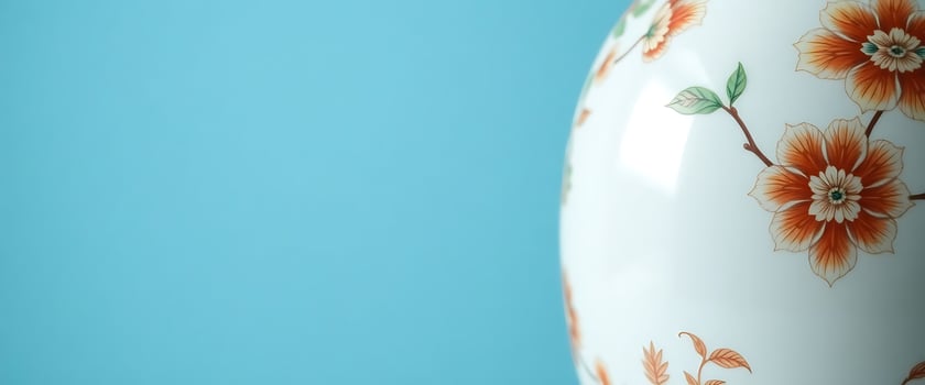 close up of a vase on a blue background photo