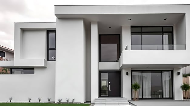 Modern architecture sleek lines and minimalist design of a white house photo