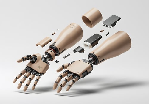 Disassembled robotic arm parts photo