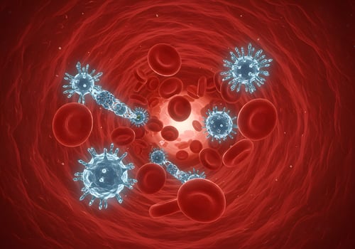 Virus interaction within blood vessel illustration photo
