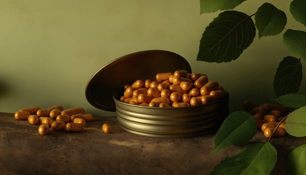Ashwagandha Capsules in Tin - Natural Herbal Medicine Supplement, Wellness photo