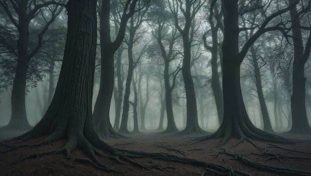 whispering sounds echo through a chasing in a forest photo