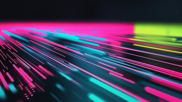 A neon light trail in the dark photo