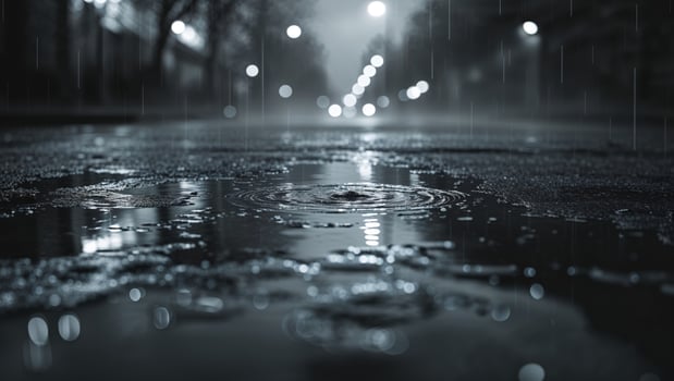 Raindrops on the street at night photo