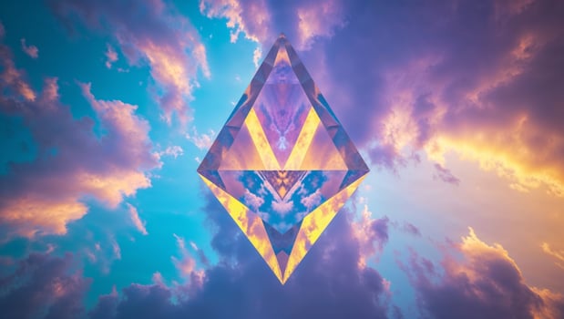 a prismatic beneath a glowing sky photo