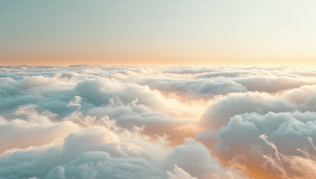 a dreamlike scene over a valley of clouds, where the sky meets the earth in a blur of white and gold photo