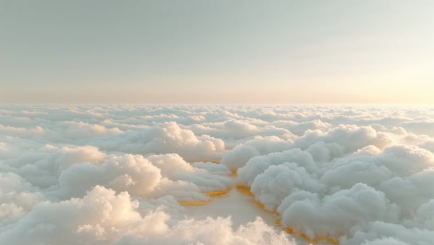 a unseen scene over a valley of clouds, where the sky meets the earth in a blur of white and gold photo
