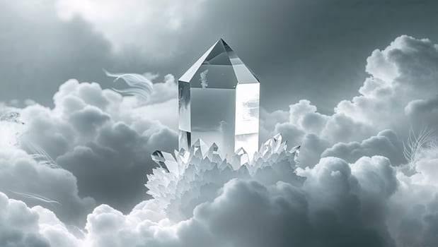 a crystal vision under a amidst clouds photo