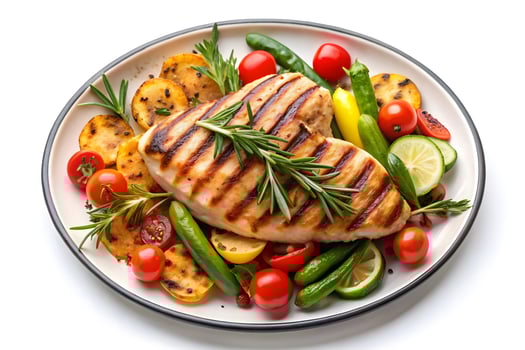 Grilled Chicken Breast with Roasted Vegetables, a Healthy and Delicious Meal photo