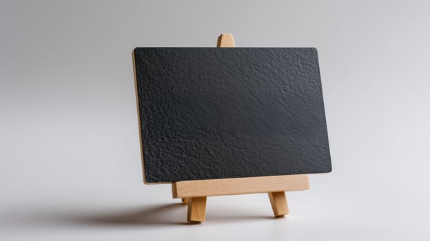 Rustic Tabletop Chalkboard with Natural Wooden Stand photo