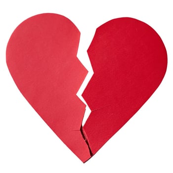 red heart on white photo