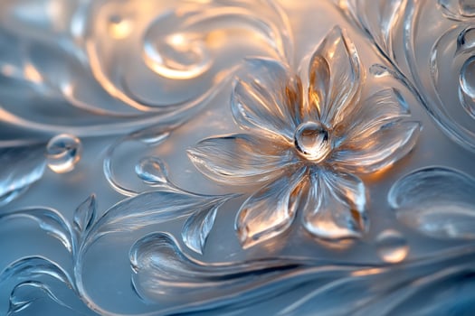 Light passing through floral glass ornament creating beautiful pattern photo