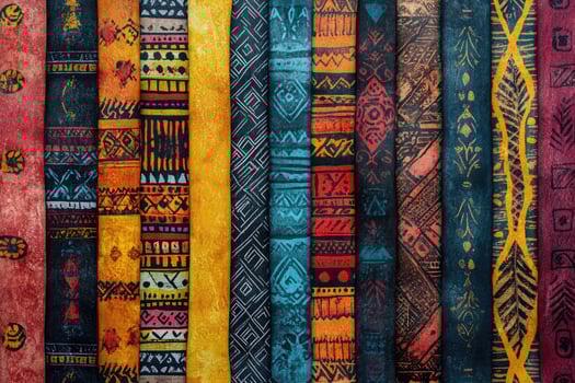 Colorful tribal fabric showing variety of patterns and textures photo