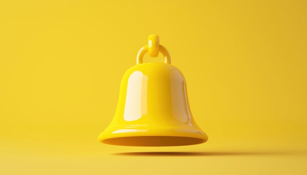 Yellow Ringing Bell Notification For Social Media Reminder On Web Platform. Stay Updated With New Notifications With The Notification Bell Icon photo