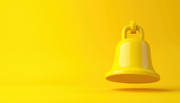 Yellow Notification Bell. A Vibrant Ringing Bell For Social Media Alerts And Reminders On The Web. Be Notified Instantly. photo