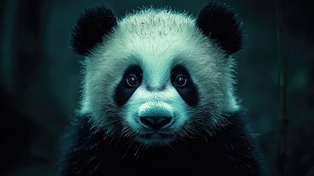 A panda bear is looking at the camera photo