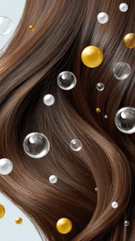 Hair with bubbles and water drops photo