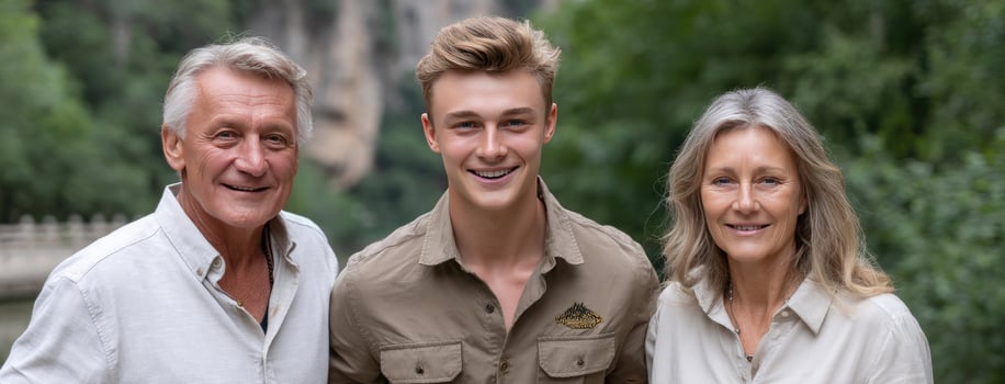 Three people are smiling and posing for a picture photo