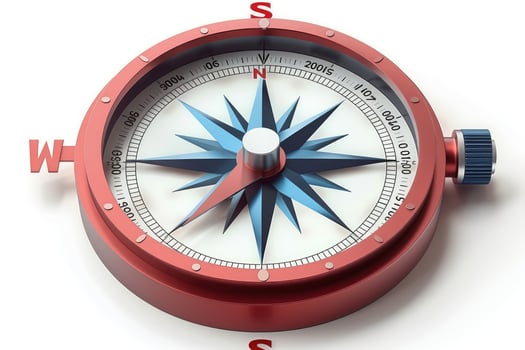 Close-up view of a navigational compass. photo