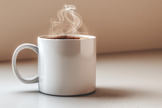 Warm, steaming coffee in a plain white mug. photo