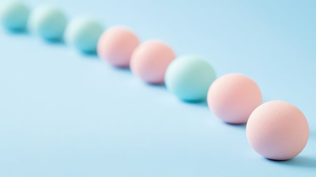 Colorful eggs on a blue background photo