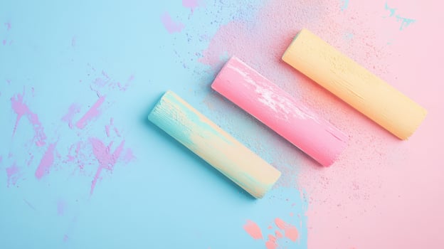 Colorful chalk on pastel background for creativity photo