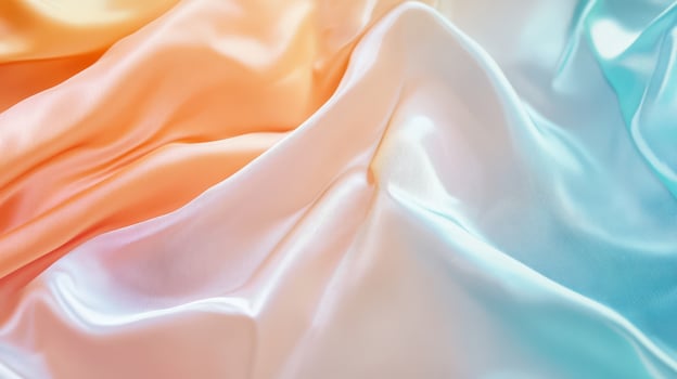 Vibrant silk fabric flowing gently in soft light photo