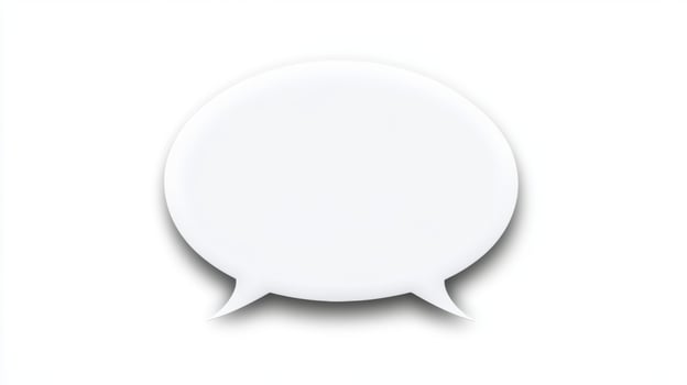 Blank paper speech bubble on a white background, perfect for creative dialogues and communication elements in design projects photo