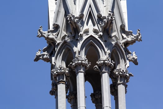 Details of the tower Gothic church in Kyiv photo