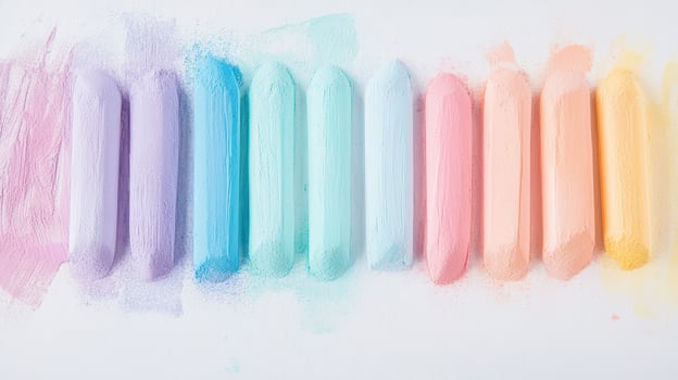 Pastel chalks arranged on a white background photo
