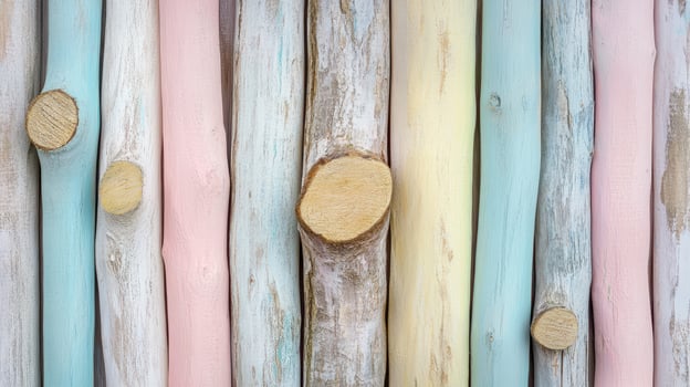 Colorful wooden planks in a pattern photo