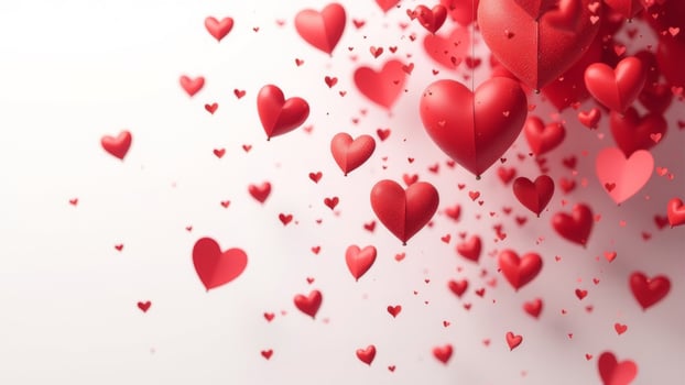 Red hearts cascade beautifully against a soft backdrop, creating a romantic atmosphere perfect for Valentine's Day celebrations photo