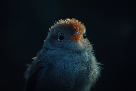 A chick captured in rim lighting, showcasing intricate details against a dark background photo