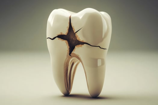 Broken tooth with visible decay highlighting the need for urgent dental care and treatment options photo