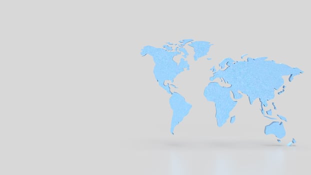 The Blue world map for travel or Business concept 3d Rendering. photo